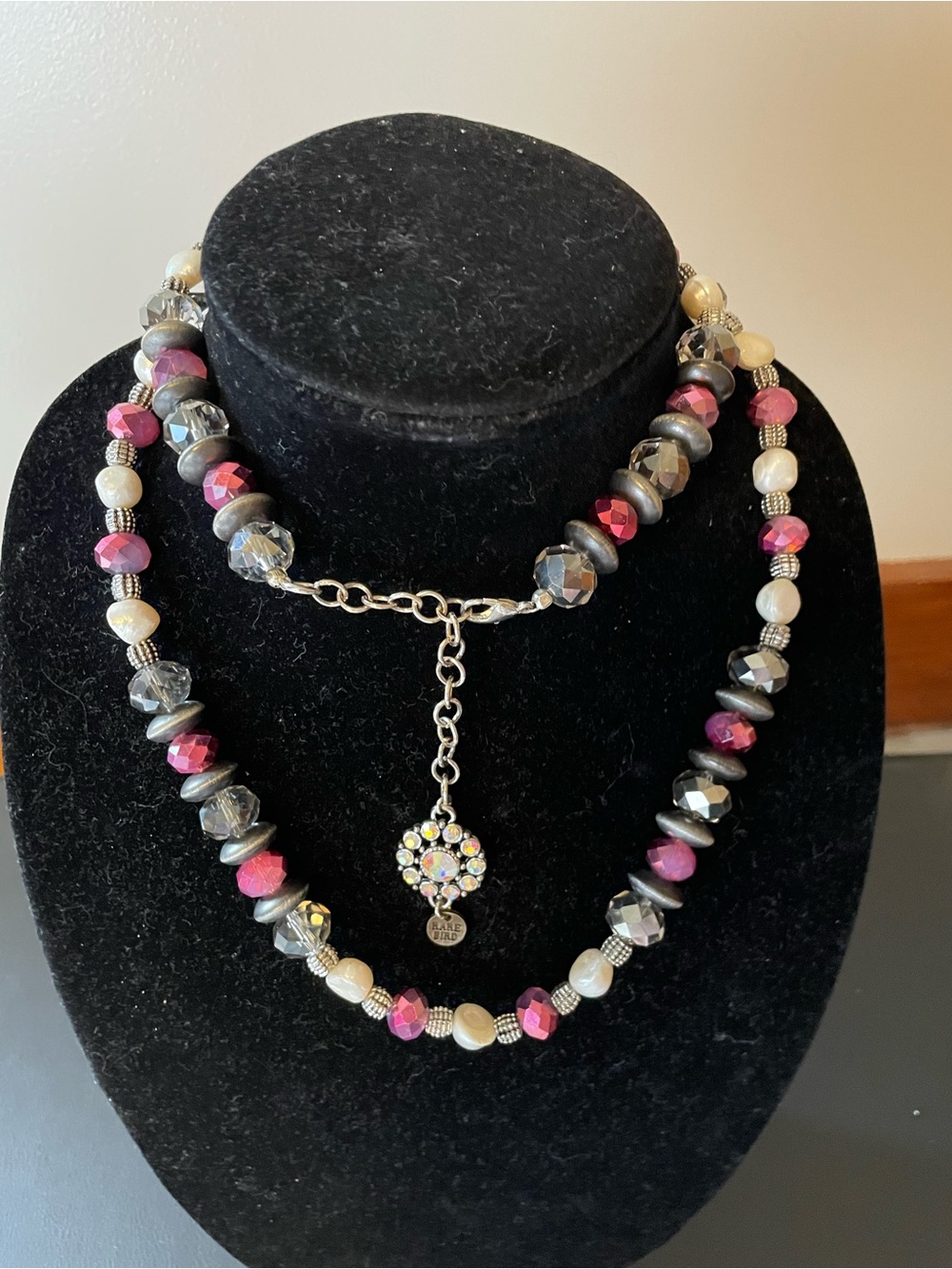 A Rare Bird Pink and Silver Beaded Necklace - Picture 4 of 6